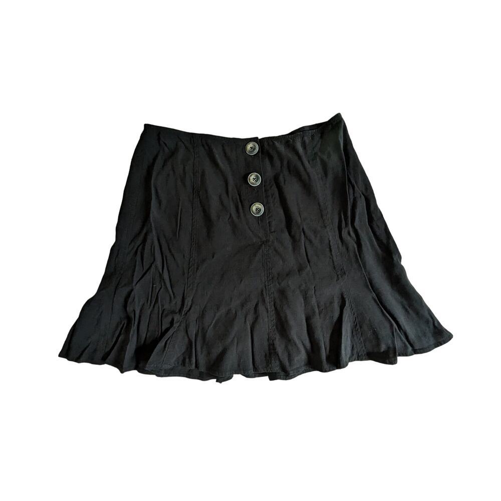 NWT INTERMIX Linen‎ Blend Flouncy Button Detail Aline Mini Skirt Size 6
